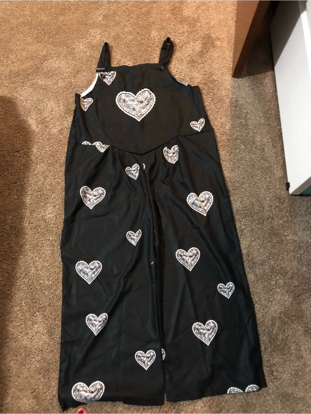 Black Jumpsuit with White Hearts